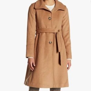 Eliza J Camel Wool Coat Sz 4